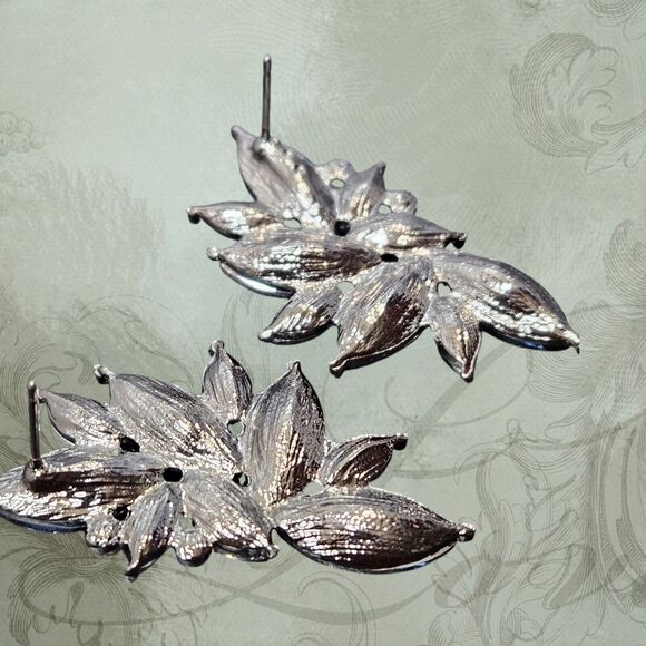 Retro Fancy Rhinestone Stud Earrings Woman's Drops Crystal Blue Cluster Dangle B - Picture 2 of 10